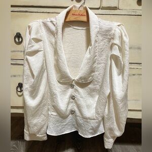 Zara Cream Women's Blazer with Button Detail